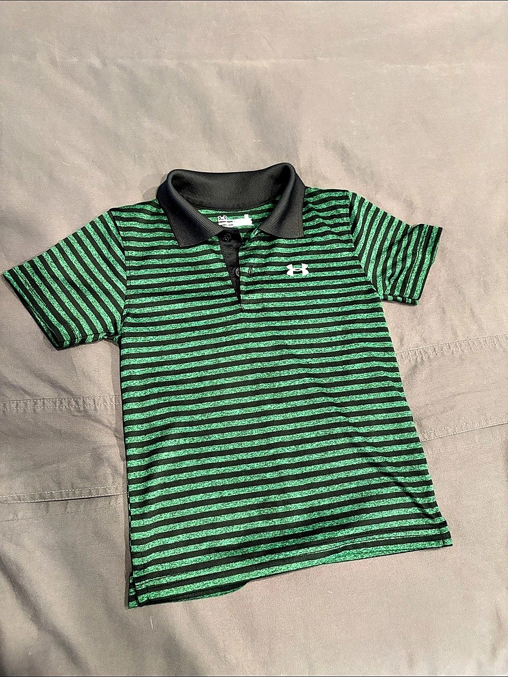 Under Armour Toddler Boys HeatGear Striped Polo 3T Green & Black